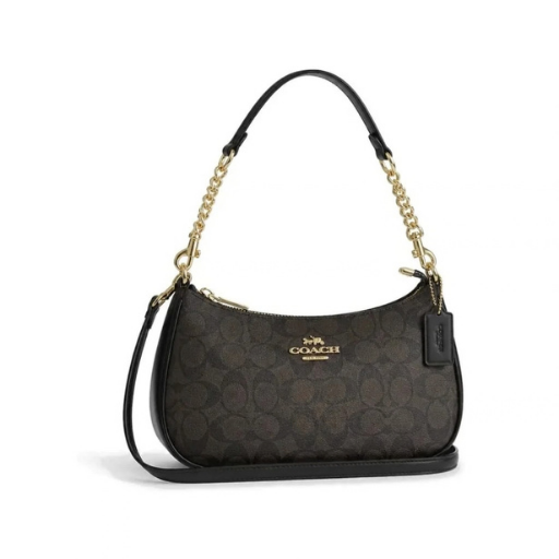 Coach Teri Shoulder Bag Walnut Black