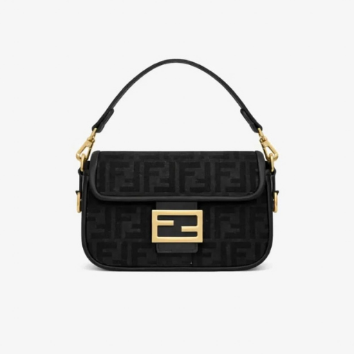 Fendi Baguette Mini FF Jacquard Bag Black