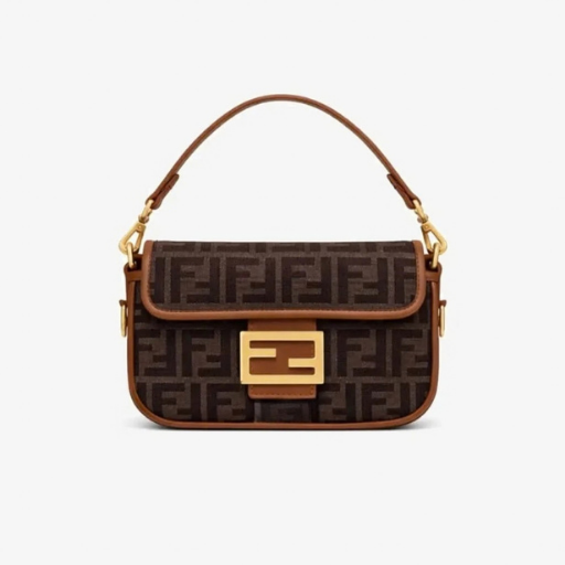 Fendi Baguette Mini FF Jacquard Bag Brown
