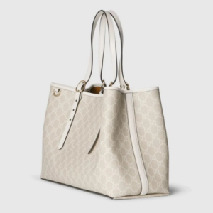 Gucci GG Emblem Large Tote Bag Beige & White