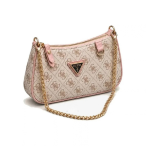 Guess Noelle 4G Logo Mini Top Zip Shoulder Çanta Light Pink