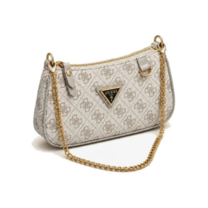 Guess Noelle 4G Logo Mini Top Zip Shoulder Çanta White