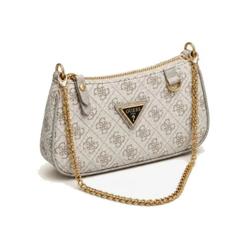 Guess Noelle 4G Logo Mini Top Zip Shoulder Çanta White