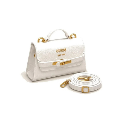 Guess Mini Top Handle Flap Bag White