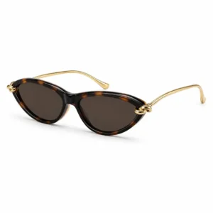 Bottega Veneta BV1390S 002 Knot Cat Eye Havana Gold Brown Güneş Gözlüğü