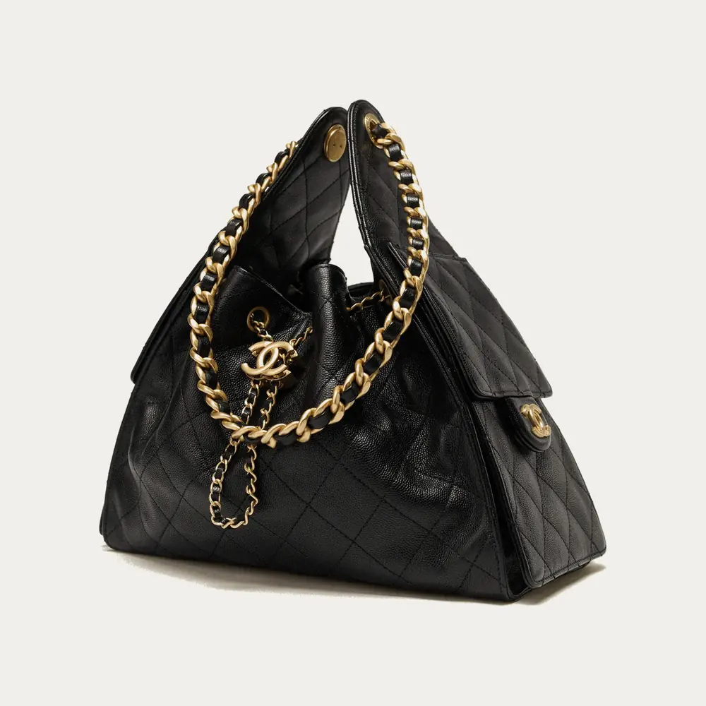 Chanel 25 Small Bag Grained Cowhide Leather and Gold Details Black
