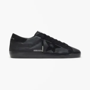 Golden Goose Men's Super-Star in Black Nappa with Suede Details & Black Foxing