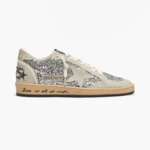 Golden Goose Ball-Star Silver Glitter Suede Love Is All We Need