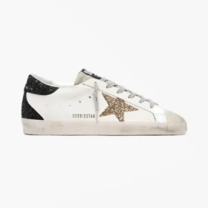 Golden Goose Women's Super-Star with Gold Star & Black Glitter Heel Tab