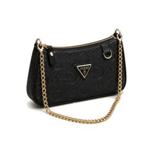 Guess G Cube Embossed Chain Baguette Bag Black