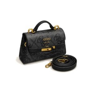 Guess 4G Logo Mini Top Handle Flap Bag Black