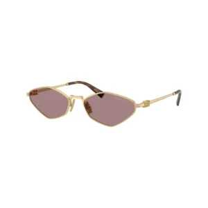 Miu Miu Logo MU 56ZS 5AK20I Gold Light Purple Brown Güneş Gözlüğü