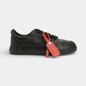 Off-White Low Vulcanized Black Leather Red Tag