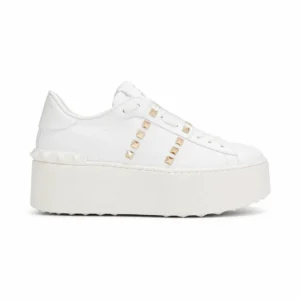 Valentino Garavani Rockstud Untitled Flatform White Gold