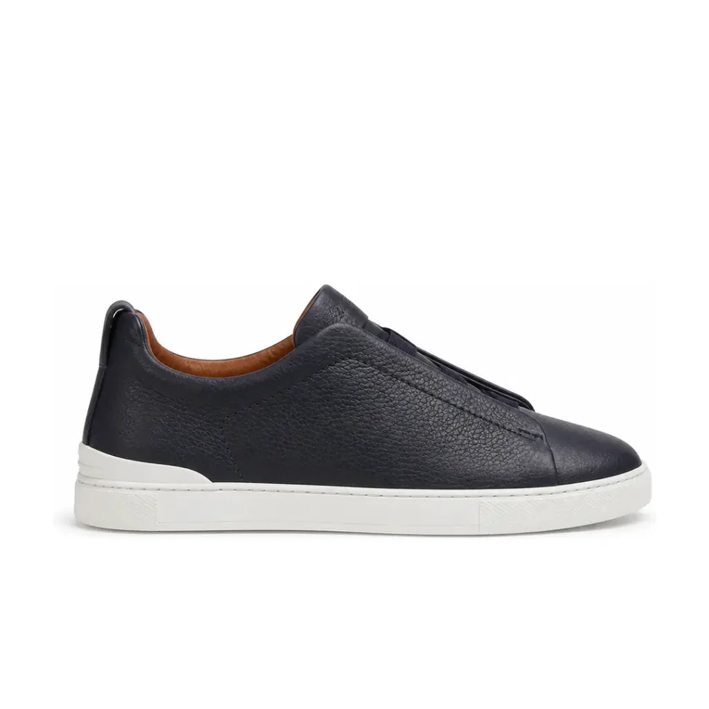 Zegna Triple Stitch Navy Leather