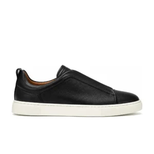 Zegna Triple Stitch Black Leather